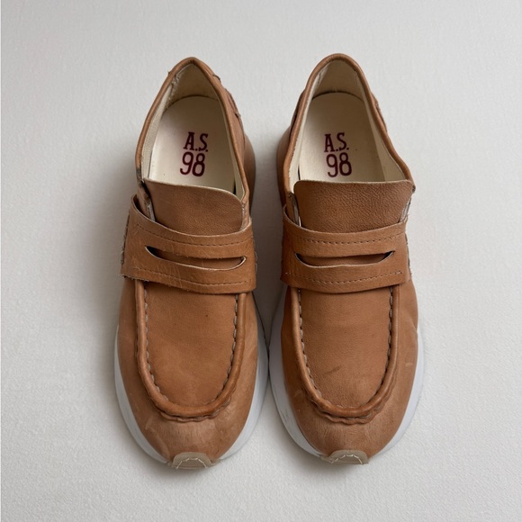 A.S. 98 Elian Platform Leather Loafer In Light Brown Cream Size 42 - US Size 11 - Picture 3 of 15